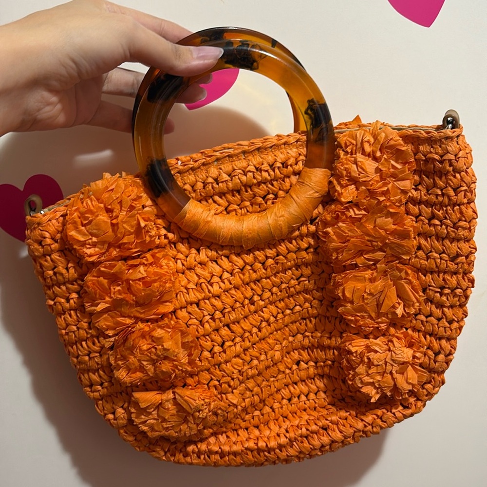 Orange Straw Summer Bag